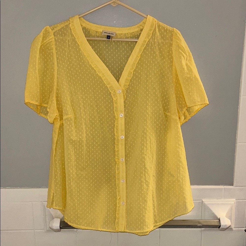 Yellow Button-Up Blouse - Picture 1 of 6